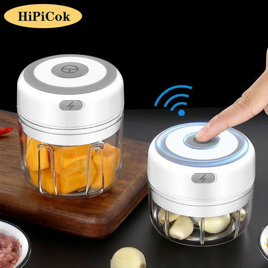 Omaressential Electric Food Chopper - USB Rechargeable Vegetable Cutter and Garlic Grinder