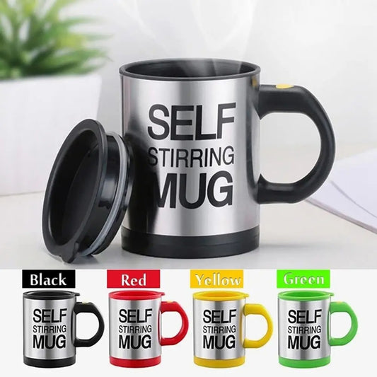 Omaressential Electric Auto Stirring Mug 400ML - Self Mixing Stainless Steel Cup for Tea, Coffee, Milk, and Protein Drinks