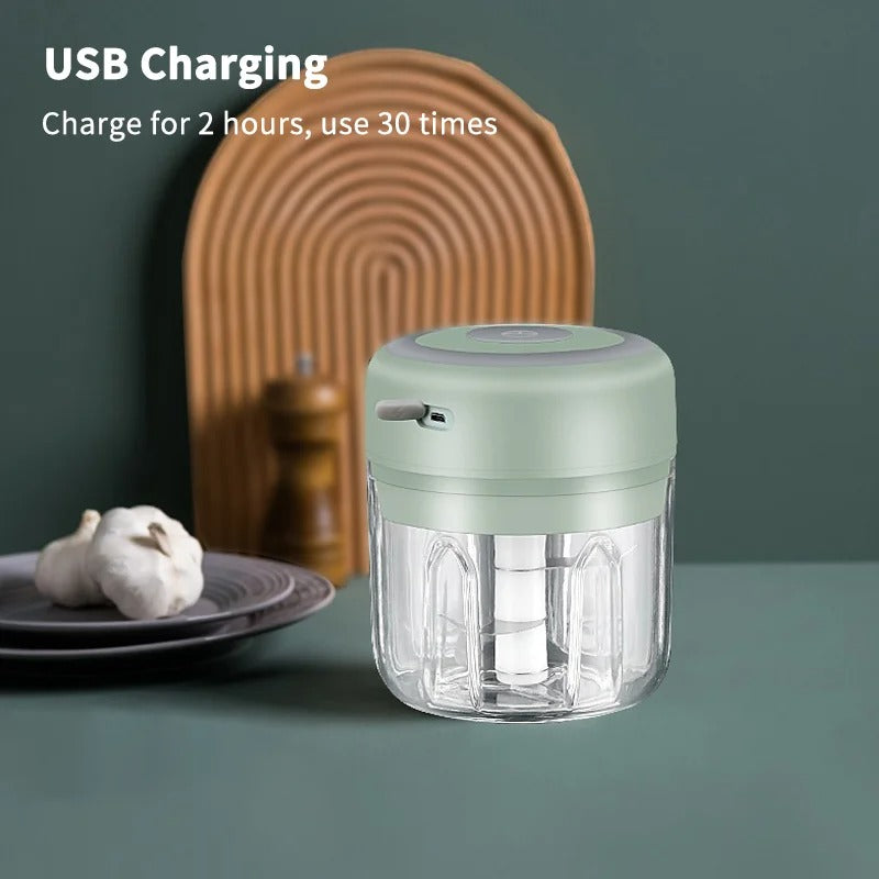 Omaressential Electric Food Chopper - USB Rechargeable Vegetable Cutter and Garlic Grinder