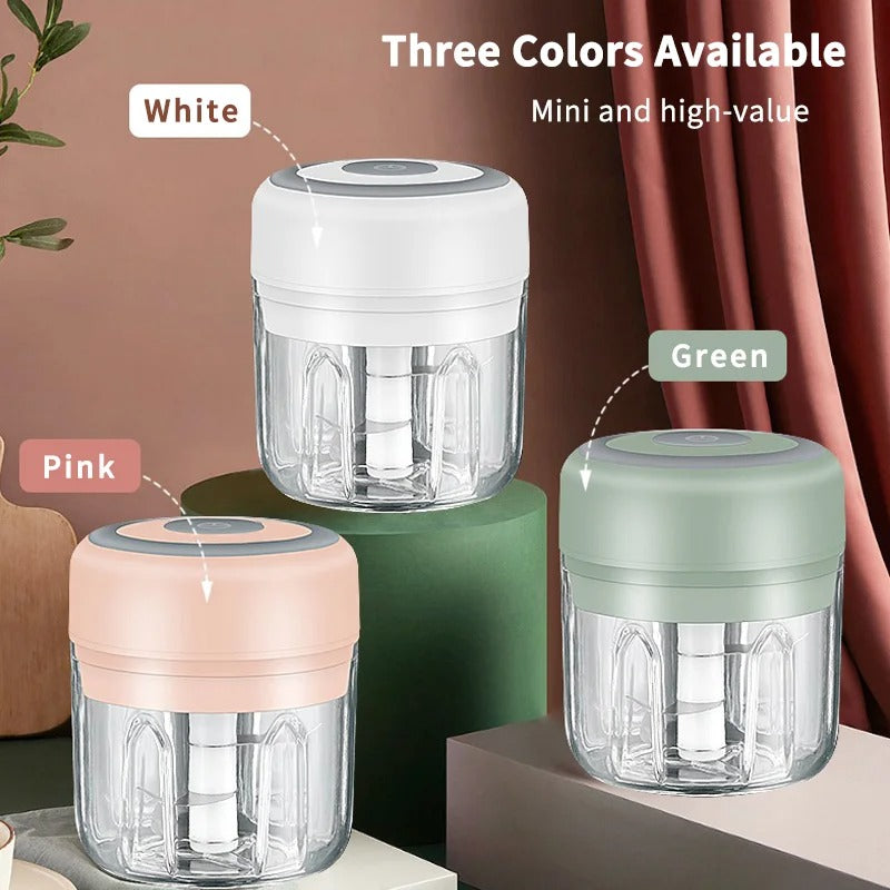 Omaressential Electric Food Chopper - USB Rechargeable Vegetable Cutter and Garlic Grinder